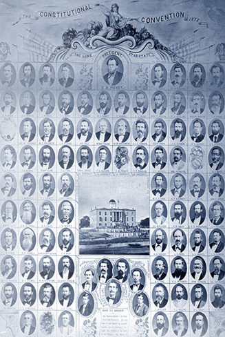 Composite photo of individual portraits of the ninety delegates to the 1875 Constitutional Convention
which drafted the current constitution of Texas.