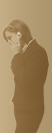 Female lobbyist speaking on a cellphone.