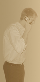 Male lobbyist speaking on a cellphone.