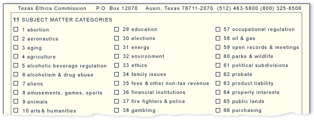 Texas Ethic Commission registration form.